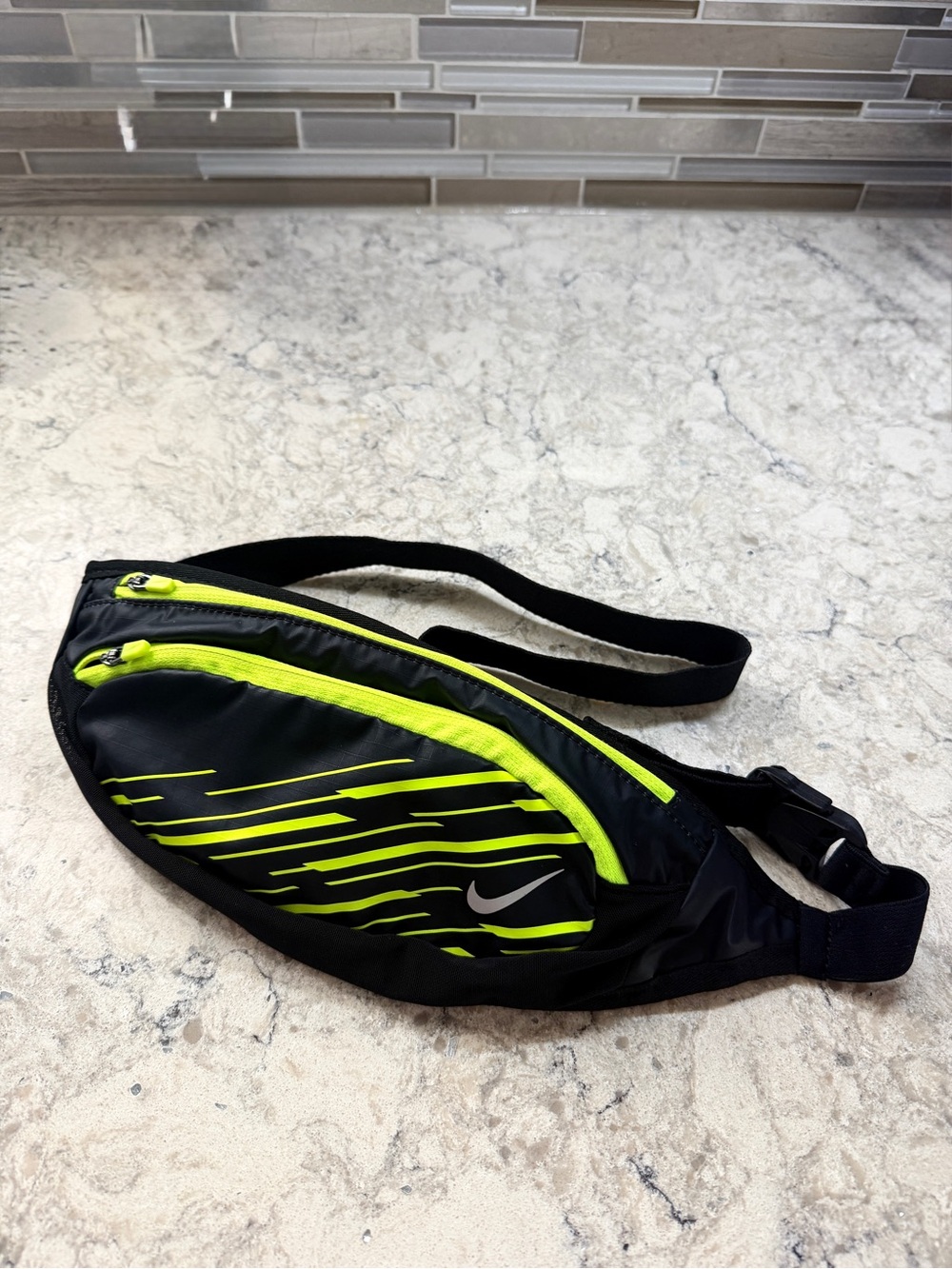 Nike Black Waist Pack with Neon Lime Accents